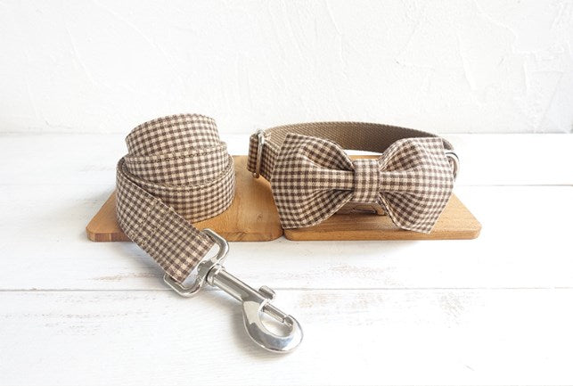 Teddy Gingham Dog Leash Set for Pets